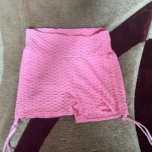 Pink scrunch butt spandex with ties on sides